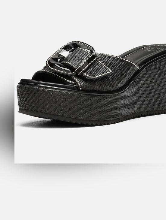 Donald J. Pliner Shoes - Donald Pliner Women's Ivor Raffia Wedge Sandal Size 7.5M Black New Without Box